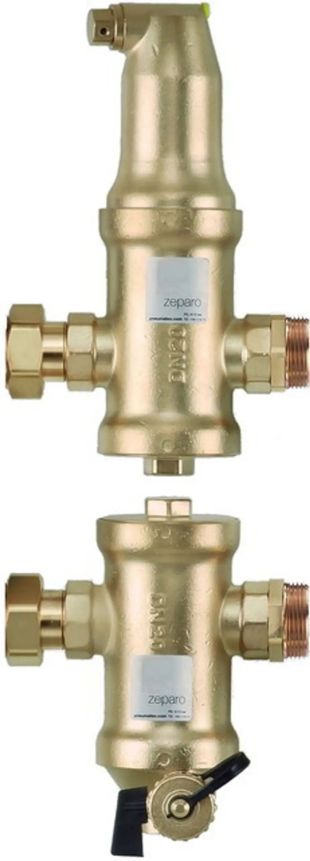 Anschlussset aus Messing mit Anschlussgewinden und Entlüftungsventil von IMI Hydronic Engineering, geeignet für die Installation von Systemkomponenten.